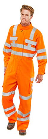 FIRE Retardant Safety PPE HI VIS Anti Static ARC Flash Welding Orange Work Coverall (46)