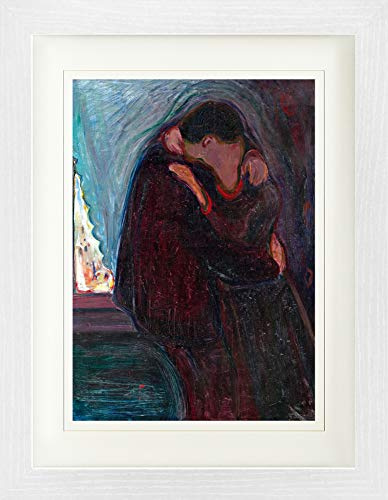 1art1 Edvard Munch Poster Der Kuss, 1897 Gerahmtes Bild Mit Edlem Passepartout | Wand-Bilder | Im Bilderrahmen 40x30 cm