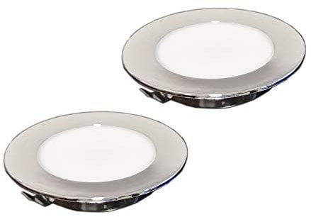 2x LED-Einbauleuchten NIX 2W, 150LM, 220V, integrierter Transformator, ultraschlanke Innenleuchten, IP44 Klasse II, gleichmäßiges weißes Licht, Ø 72mm – Höhe 14mm
