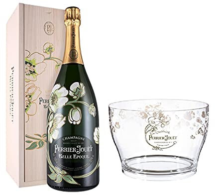 Perrier Jouët Luxury Set -Belle Epoque- 1 Bottiglia Magnum 1,5 Litri 2012 in Cassa di Legno + Un' Esclusivo Cestello Ghiaccio Firmato