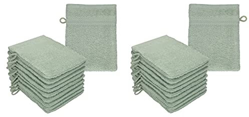 Betz 20 Stück Waschhandschuhe Waschlappen Premium Größe 16x21 cm 100% Baumwolle Farbe heugrün