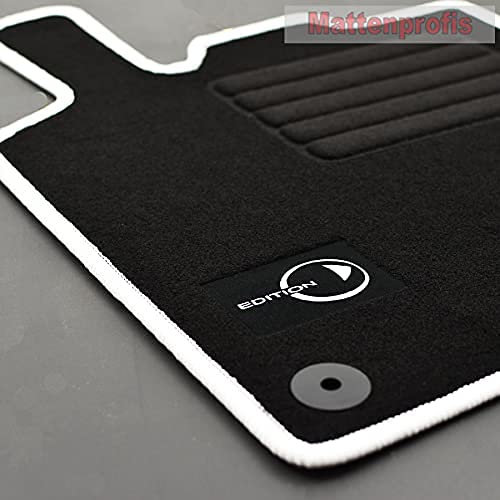 Mattenprofis Velours Logo Fußmatten kompatibel mit Smart Fortwo 451 ab Bj.2007-2014 Weiss, schwarz