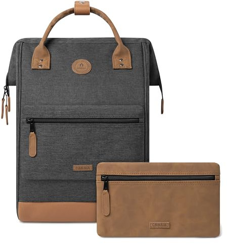 Cabaïa - Adventurer Rucksack London Maxi 23L - Wasserabweisend - Laptopfach bis zu 15 Zoll - 2 Vordertaschen - vegan zertifiziert - Rucksack für Reisen und Arbeit, Damen & Herren - Grau