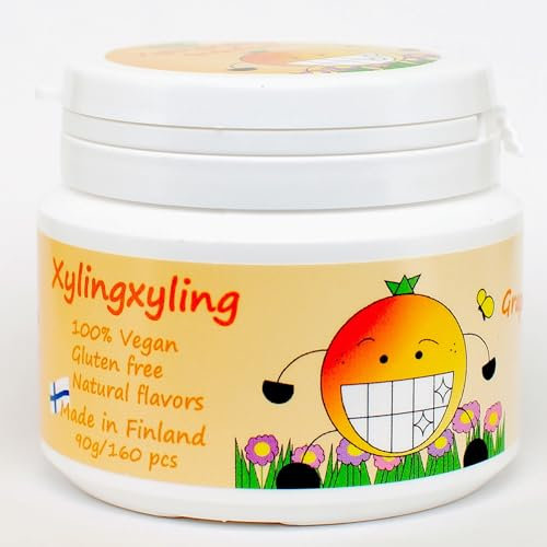 Xylingxyling - Finnische Xylitol-Pastille - 100% vegan, ohne Zucker, glutenfrei, natürliche Aromen für Zahnpflege und frischen Atem, 90g/160pcs (Grapefruit)