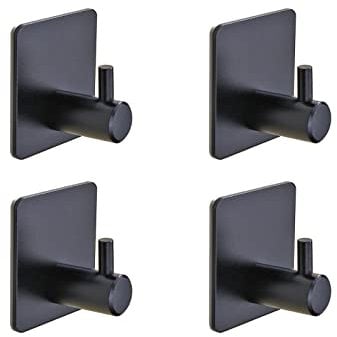 SZWLJ Klebehaken 4 Pack, Haken Selbstklebend, Handtuchhaken, 3M Garderobenhaken, für Handtuchhalter Ohne Bohren, Wandhaken, Küche Haken, Handtuchhalter Schwarz, Saugnapf Haken (Schwarz)