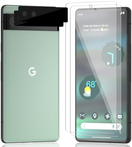 AnnhanT Schutzfolie für Google Pixel 6a Panzer Schutz Glas 2 Stück + Google Pixel 6a Kameraschutz Schutzglas 2 Stück - 9H Panzerfolie/Kratzfest. Displayschutz für Google Pixel 6a