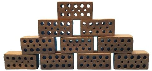 Schmitt Aquaristik Miniatur-Ziegelsteine / Höhle, Versteck für Garnelen, Pflanzen, Mini Ziegel, Ziegelstein, Dekoration Aquarium (zehn Stück)