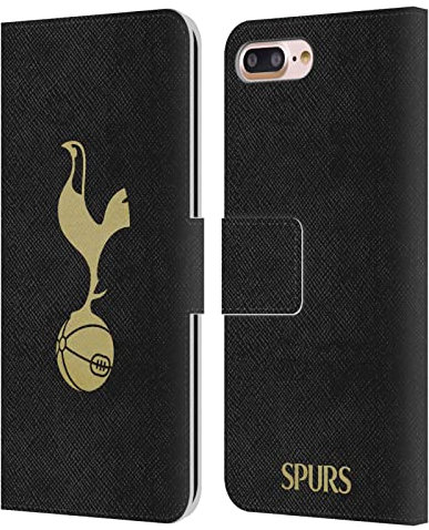 Head Case Designs Officially Licensed Tottenham Hotspur F.C. Black And Gold Badge Leather Wallet Case Compatible With Apple iPhone 7 Plus/iPhone 8 Plus