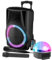 Enceinte Active 600W avec USB, Bluetooth + Jeux DE Lumiere ASTROBALL + Micro sans Fil PA DJ Sono LED Soiree Famille Karaoke
