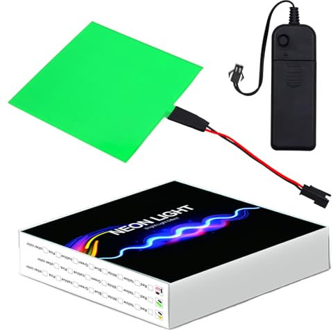 Ygmylandbb Elektrolumineszierende Schilder, EL Leuchtschilder, Kaltlichtschilder EL 10 cm x 10 cm (3,93 Zoll x 3,93 Zoll) ON/langsames Blinken/Schnellblitz, 1 Stück (grün)