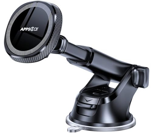APPS2Car Soporte Móvil Coche MagSafe, Soporte Teléfono Coche Iman Súper Potente con Ventosa para Parabrisas,Salpicadero y Escritorio,Compatibles con iPhone Serie 16 15 14 13 12 con Otros Teléfonos