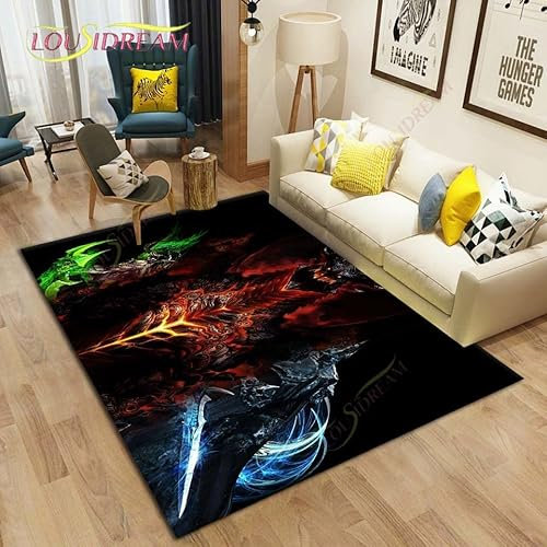 YZGAH World of Warcraft Teppiche Für Wohnzimmer, Schlafzimmer, Fußmatte, Plüsch, rutschfest, Stuhlteppich, Badezimmerteppich, Heimmode, Bodenmatte, H1215, 120 X 180 cm