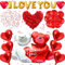 Daover 1062pcs Kit Décoration Ballons Saint Valentin, 1000 pièces Pétales de Rose Rouge, Ballon Ours, I LOVE YOU Ballon, Ballons en Forme de Coeur en Aluminium, SaintValentin Anniversaire Mariage