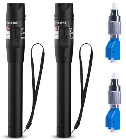 2PCS Fiber-Visueller Fehlersucher 30mW + FC/LC Adapter-Kit, VFL 30KM Inklusive Einfachmodus 9/125um FC Male to LC Female-Adapter, Fiber-Rotlicht-Stift für CATV Telekommunikation Engineering Wartung