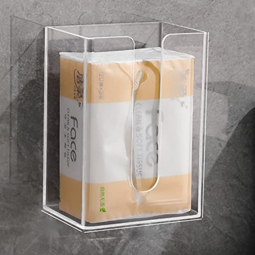XNSHUN Elegante Transparent Kosmetiktuch Box, Wandmontierte Tissue Box Acryl Tücherbox, Serviettenbox Ohne Nägel, Servietten Organizer Für Küche Badezimmer Toilette