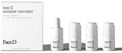 Face D - Pure C Trattamento Viso Antietà Vitamina C Pura 16% in Acido Ialuronico - 4 fiale