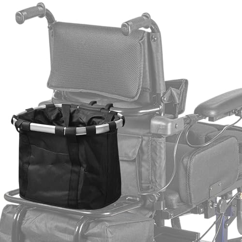 Foldable Basket for Power Wheelchairs with Rear Brackets - Cargo Storage Carrier for Mobility Scooter & Bike