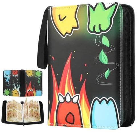 Trading Card Binder for Pokemon, 4 Pocket Fits 480 Cards Zipper Carrying Case Card Holder Album, Card Book Folder with 60 Removable Sleeves