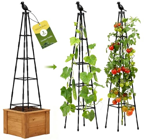 MQHUAYU Lot de 2 Treillis de Jardin pour Plantes grimpantes d'extérieur, 165,1 cm de Haut, Treillis obélisque avec hauteurs réglables pour Plantes d'intérieur en Pot, vignes, Supports de Fleurs,