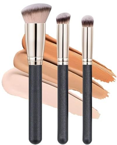 BZKSER Pinceaux Masque - 3 pcs Pinceau Anti Cerne,Parfait pour Le Mélange Liquide, Crème ou Poudre Cosmétique sans Défaut - Polissage, Pointillé, Anticernes,Les Yeux,Crème(Cadeau pour Femme)