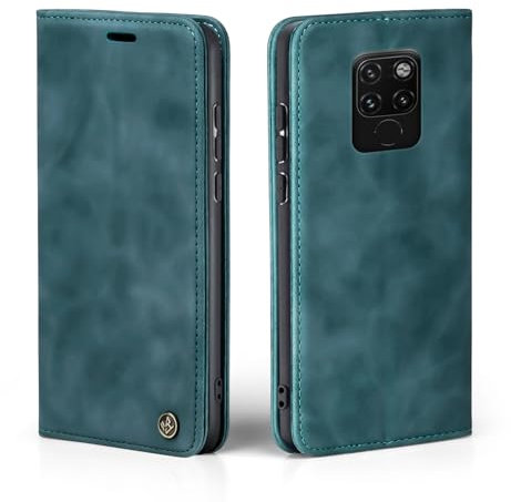LBH Handyhülle für Huawei Mate 20 in Petrol Blau mit Karten- und Geldfach Smartphone Hülle mit Standfunktion Flip Case Schutzhülle Magnetverschluss Vintage