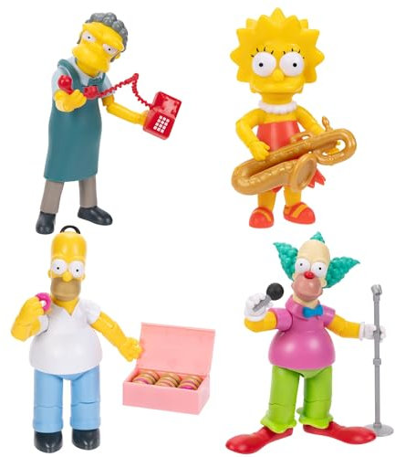 The Simpsons Actionfiguren 4er Pack 12,7 cm Sammelfiguren aus Jakks Pacific's Wave 2 - Lisa, Krusty, Moe und Homer