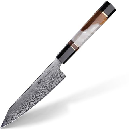 FINDKING Coltello da Cucina Utilitario da 5 Pollici, Affilato per Frutta, Solido e Bello per Taglio, Piccolo per Cucina Quotidiana e Preparazione del Cibo (Serie BLACK-ROSE)