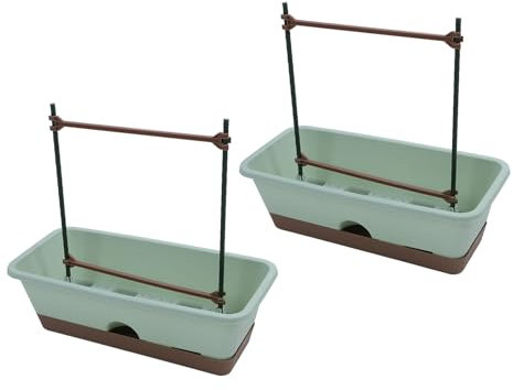 Fioriera da balcone, 2 pezzi, rete a doppio strato resistente alle intemperie per erbe (GREEN)