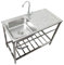 Lavelli in Acciaio Inox Professionale Autoportante Lavandino Commerciale Ristorante 1 Vasca Giardino da Esterno Lavando Lavello con Rubinetto 75cmX40cmX75cm Lavabo Lavanderia Mobile Lavatoio