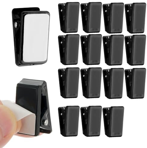AHQiZFX 15 stück Klebrige Federclips,Selbstklebende Federklammer,Selbstklebende Wandclips Outdoor,Schwarz Kunststoff Klebeklammern,Deko Clip Wandteppich Clips,zur Fotoclips für Zuhause Büro Poster