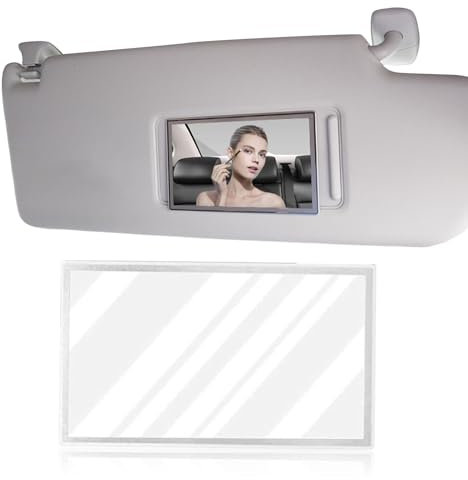 Car Sun Visor Mirror, Universal Visor Portable Self-Adhesive Cosmetic Stainless Steel Seatback Vanity Makeup Mirror, 150X80mm