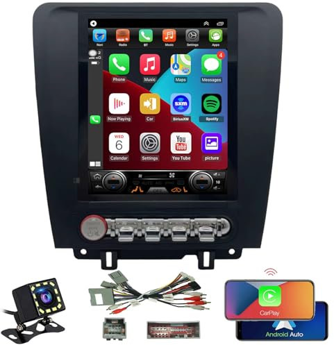 QLED-Bildschirm, 8-Kern-CPU-Radio-Upgrade für Ford Mustang 2010, 2011, 2012, 2013, 2014, CarPlay, Android, automatisch, Lenkradsteuerung, kostenlose Kamera