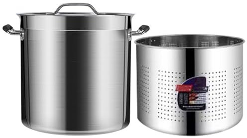 WTTTTW Seafood Boil Pot with Straine Basket, Stainless Steel Stockpots, Seafood Boiling Kit Turkey Fryer, Outdoor Cooking Pot,50cm