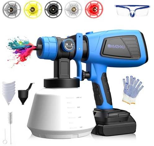MXMZHXU Cordless Paint Sprayer for Makita 18V Battery (Battery Not Included), Electric HVLP Powerful Spray Gun 1000ML with 5 Nozzles & 3 Patterns for House Painting, Doors, Walls, DIY