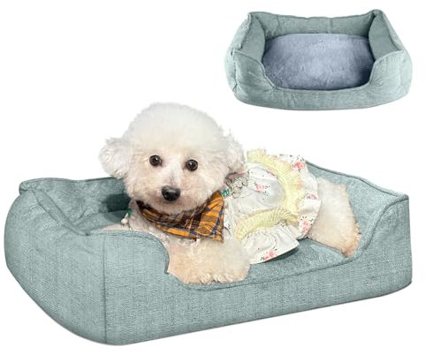 EvcgoX Hundebett Grosse Hunde, rutschfeste Hundebetten 90×69×21 cm, Flauschig Hundekorb Hundesofa mit Waschbarem Doppelseitigem Hundekissen, Grün L