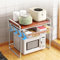 HMAKGG Mikrowelle Regal, 2-Stufig Mikrowellenregal Stehend Küchen Mikrowelle Ständer Regal, mit Ausziehkorbe & Holzplatte, aus Stahl, 20kg Traglast, für Küchen Organizer Aufbewahrung, Chrom