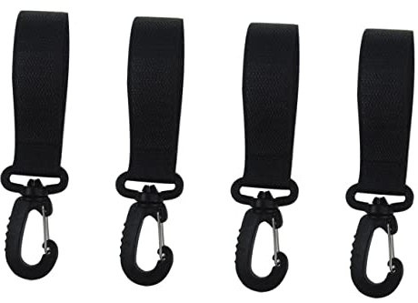 ibasenice 4 Pairs 360° Rotating Multi-Function Stroller Hooks for Baby Diaper Bags and Shopping, Sturdy Black Hanging Clips for Pram and Pushchair Accessories