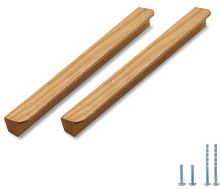 Evionlin 2 Stück Eichenholz schräg Winkel 20,8 cm Holz Windschutz Schrank Türgriff Holz Antik Stil Lange Walnuss Schrank Schublade Türgriff