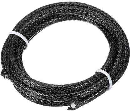 PATIKIL Lederband lederschnur Rund, 5mm x 1m geflochten Lederstreifen lederbänder Schnur Seil Gefaltetes Flechten für Schmuckherstellung Halsketten Basteln DIY Armband Schmuck, Schwarz