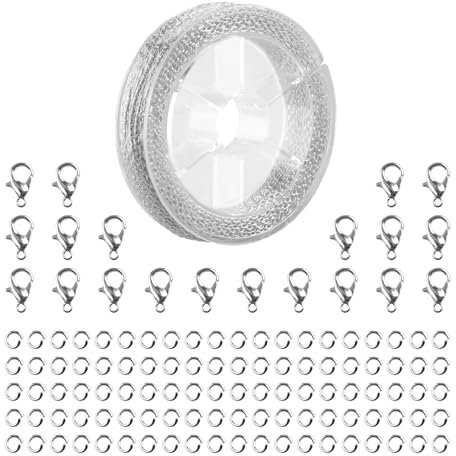 Tabanzhe 33 Feet Silver Necklace Chains-Jewellery Making Link Cable Chain Roll with 20PCS Lobster Clasps 50PCS Jump Rings for DIY Necklace Bracelet Crafting