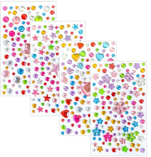 COYUN 450 Stück 3D Klebeohrringe Selbstklebende Glitzer Ohrringe Sticker Kristall Ohrringe Aufkleber für Mädchen Kinder, Klebeohrringe Mädchen