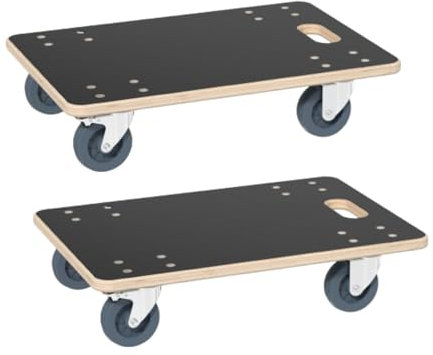 Aufun 2 Stück Rollbrett Transportroller 60x40 cm mit Bremse, Möbelroller Rollbretter Transport mit Transporthilfe Umzug Möbel-Transport bis zu 200 kg Traglast, robust & sicher