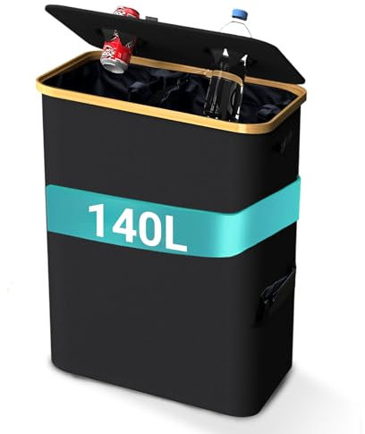 140l Xl Contenedores De Reciclaje Cubos Reciclaje Con 2 Bolsas De Transporte Recolector De Botellas Reutilizable Basura Reciclaje Colector De Botellas Cestos Para La Colada Plegables Cesto Ropa Sucia