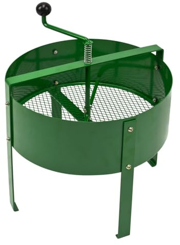 Kestek Metall Handkurbelsieb HKS15, Ø 40 cm, 15 l, grün, robustes Gitterblech, ideal für Garten, Kompost, Erde und Sand