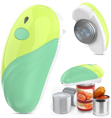 Electric Can Opener, Rechargeable and USB Cable Automatic Can Opener with One-Touch Operation,Safe for All Can Sizes Kitchen Gadget Can Openers for Seniors, Arthritis and Mum (Green)
