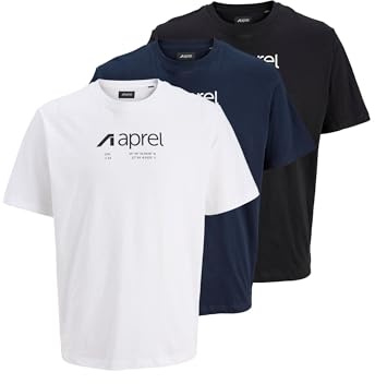 APREL T-Shirts Herren 3er Pack – Baumwolle Rundhals Kurzarmshirt Locker Geschnitten – Weiche, Atmungsaktive Basic T-Shirts für Herren, Alltag oder als Unterziehshirt