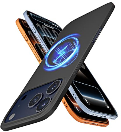 LISEN [Nackte Griff & Mehr als Schlank Ultra Dünn für iPhone 17 Pro Max Hülle für MagSafe Kratzfest & Verschleißfest | Anti-Fingerabdruck, Matt, Slim Fit – Space Schwarz
