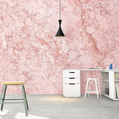 WLLDDDIU Carta da Parati Autoadesiva di Grandi dimensioni, Moderna e Semplice Carta da Parati in Finto Marmo Rosa, pittura murale Adesiva Staccabile, Decorazione Murale in Vinile per Camera da Lett