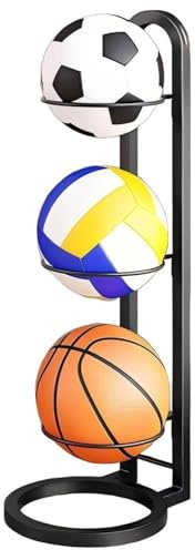 Oridaceae Estante para Balones de Futbol, Soporte Balones Baloncesto, 3 Niveles Almacenamiento de Balone Vertical para Fútbol Baloncesto Balonmano Voleibol, Organizador de Equipamiento Deportivo