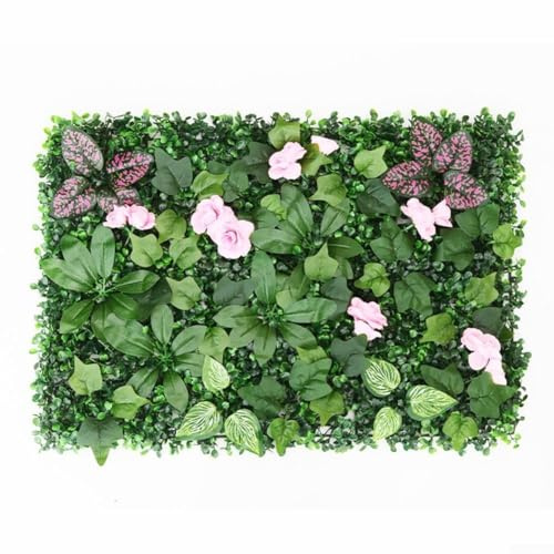 Panneau mural en gazon artificiel avec fleurs réalistes protégées contre les UV pour intérieur et extérieur (C) - 40 x 60 cm
